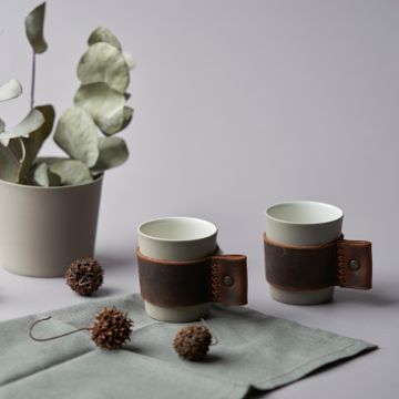 Touch Of Leather Espresso Cup With Saucer Set Of 2 Rock - Rock & Ivory by Esma Dereboy - view 5