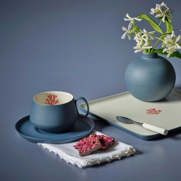 Tube Tea Cup With Saucer Set Of 2 Ocean-red Coral by Esma Dereboy - view 5