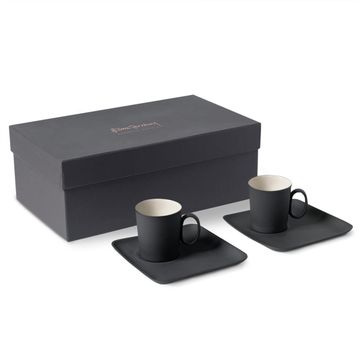 Figures 0&0 Handle Espresso Cup With Saucer Set Of 2 Black - Black & Ivory by Esma Dereboy - view 2