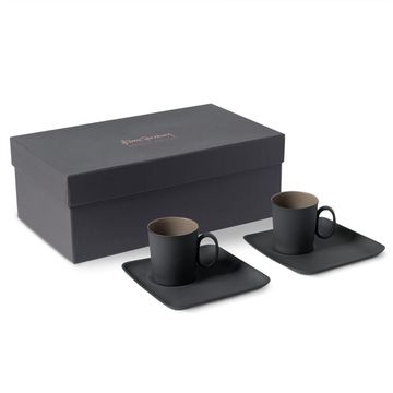 Figures 0&0 Handle Espresso Cup With Saucer Set Of 2 Black - Black & Rock by Esma Dereboy - view 2