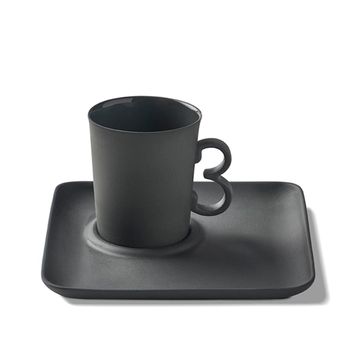 Figures Espresso Cup With Saucer Handle 3 Black-black by Esma Dereboy - view 2
