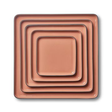 Square Plate Set Black & Coral by Esma Dereboy - view 2