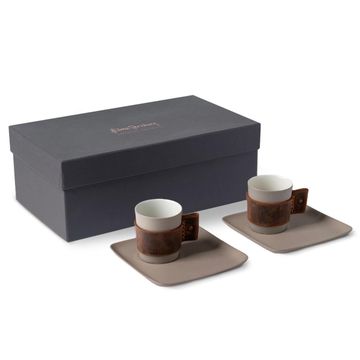 Touch Of Leather Espresso Cup With Saucer Set Of 2 Rock - Rock & Ivory by Esma Dereboy - view 2