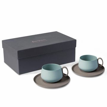 Tube Tea Cup With Saucer Set Of 2 Rock-aqua by Esma Dereboy - view 2