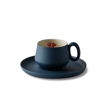 Tube Espresso Cup With Saucer Ocean-red Coral by Esma Dereboy - view 2
