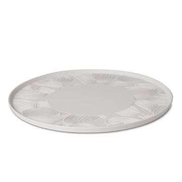 Round Charger Plate Leaf Patterned Single Colour IVORY by Esma Dereboy - view 2