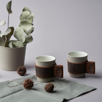 Touch Of Leather Espresso Cup With Saucer Set Of 2 Rock - Rock & Ivory by Esma Dereboy - view 6