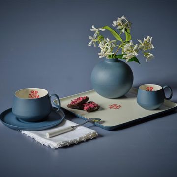 Tube Tea Cup With Saucer Ocean-red Coral by Esma Dereboy - view 6