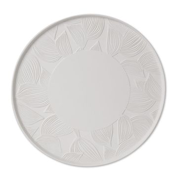 Round Charger Plate Leaf Patterned Single Colour IVORY by Esma Dereboy - view 6