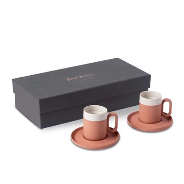 Capsule Espresso Cup With Saucer Set Of 2 Coral - Coral & Ivory by Esma Dereboy - view 4