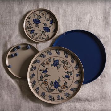 Flora Round Dinner Plate Set of 4 Rock by Esma Dereboy - view 8