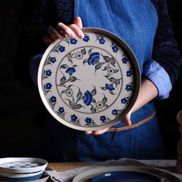Flora Round Dinner Plate Set of 4 Rock by Esma Dereboy - view 6
