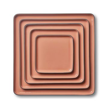 Square Plate Set Black & Coral by Esma Dereboy - view 4