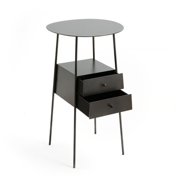 OSASUN - Round metal bedside table with drawers by AMPM - view 3