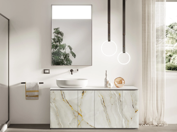 FUSION - Floor-standing sectional glass vanity unit with doors by ARTELINEA - view 2