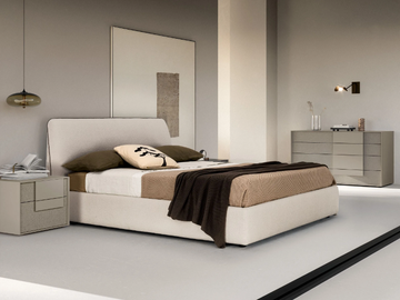 CHLOE - Fabric double bed with upholstered headboard by Adok - view 2