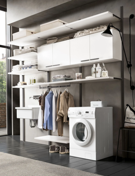INTERMEZZO - Wall-mounted wooden laundry room cabinet with sink by Adok - view 3