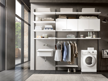 INTERMEZZO - Wall-mounted wooden laundry room cabinet with sink by Adok - view 2