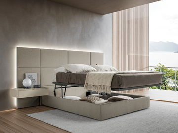 MODULA - EASY UP - Fabric double bed with high headboard by Adok - view 2