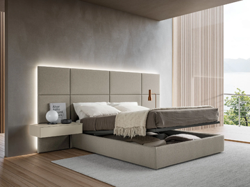 MODULA - Fabric storage bed with upholstered headboard by Adok - view 2
