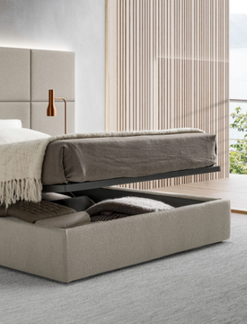 MODULA - Fabric storage bed with upholstered headboard by Adok - view 3