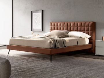 RUBIK - Eco-leather bed with upholstered headboard by Adok - view 2