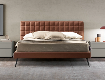 RUBIK - Eco-leather bed with upholstered headboard by Adok - view 3