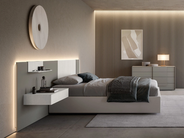 SIDE - Wooden double bed with integrated lighting by Adok - view 2