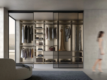 VERTICAL - Sectional metal and wood walk-in wardrobe with integrated lighting by Adok - view 2