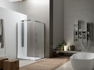 A6 - Corner glass shower cabin with sliding door by Arcom - view 2