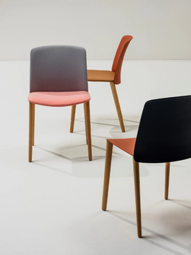 MIXU - Upholstered fabric chair with oak legs by Arper - view 3