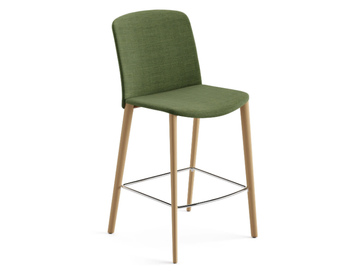 MIXU - Upholstered fabric stool with oak legs by Arper - view 3