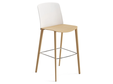 MIXU - High stackable bar stool with oak legs by Arper - view 2