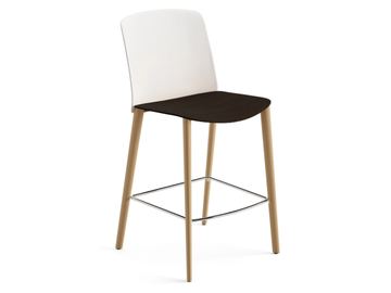 MIXU - Polypropylene and plywood stool with oak legs by Arper - view 2