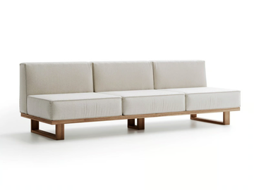 9.ZERO 3S CENTRAL - 3 seater fabric and teak garden sofa by Atmosphera - view 2