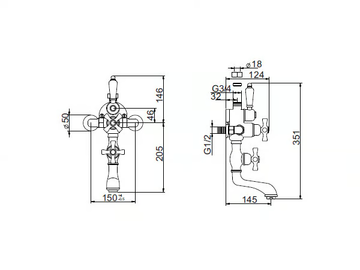ALDEN - Wall-mounted thermostatic bathtub mixer by BATH&BATH - view 3