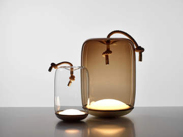 KNOT BATTERY - Blown glass and metal table lamp by BROKIS - view 2