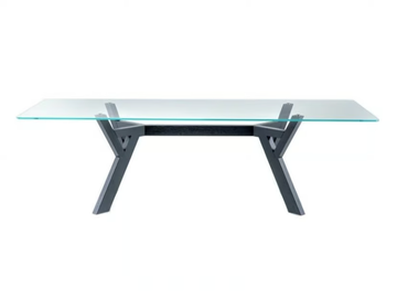 TRIGONO - Rectangular crystal table with solid wood base by Bross - view 2
