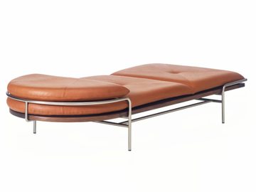 GEOMETRIC - Upholstered leather wood and steel daybed by BassamFellows - view 3