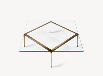 PLANK - Square glass coffee table with metal base by BassamFellows - view 3