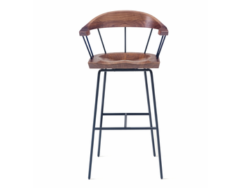 SPINDLE - Steel and wood bar stool with armrests by BassamFellows - view 3