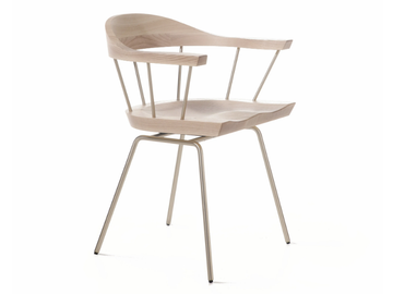 SPINDLE - Steel and wood chair with armrests by BassamFellows - view 2