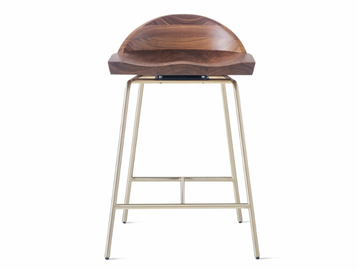SPINDLE - Steel and wood counter stool with back by BassamFellows - view 3
