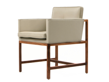 WOOD FRAME DINING - Wood and upholstered chair with armrests by BassamFellows - view 3