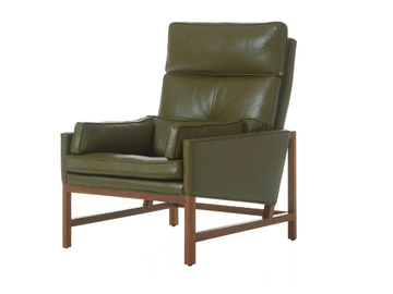 WOOD FRAME LOUNGE - High back wood and upoholstered lounge chair by BassamFellows - view 2