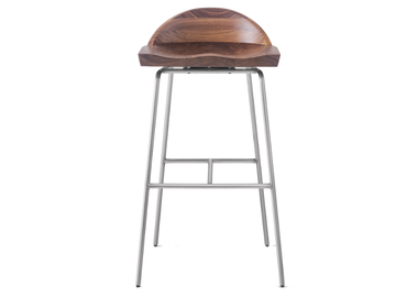 SPINDLE - Steel and wood bar stool with back by BassamFellows - view 2