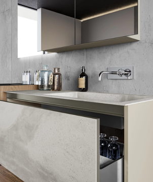 FACTO COMP. 4 - Wall-mounted vanity unit with mirror by Birex - view 3