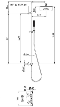 APICE - Thermostatic shower panel with diverter with hand shower by Bossini - view 3