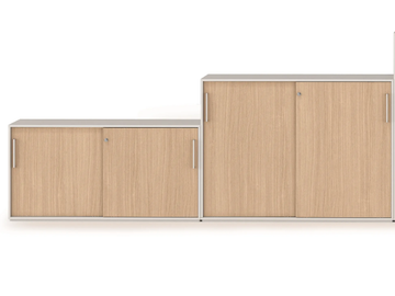 ASL - Low office storage unit with sliding doors by Bralco - view 2