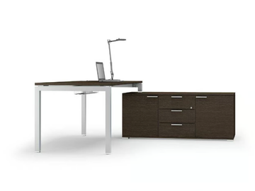 GATE - Sectional office desk with shelves with cable management by Bralco - view 3